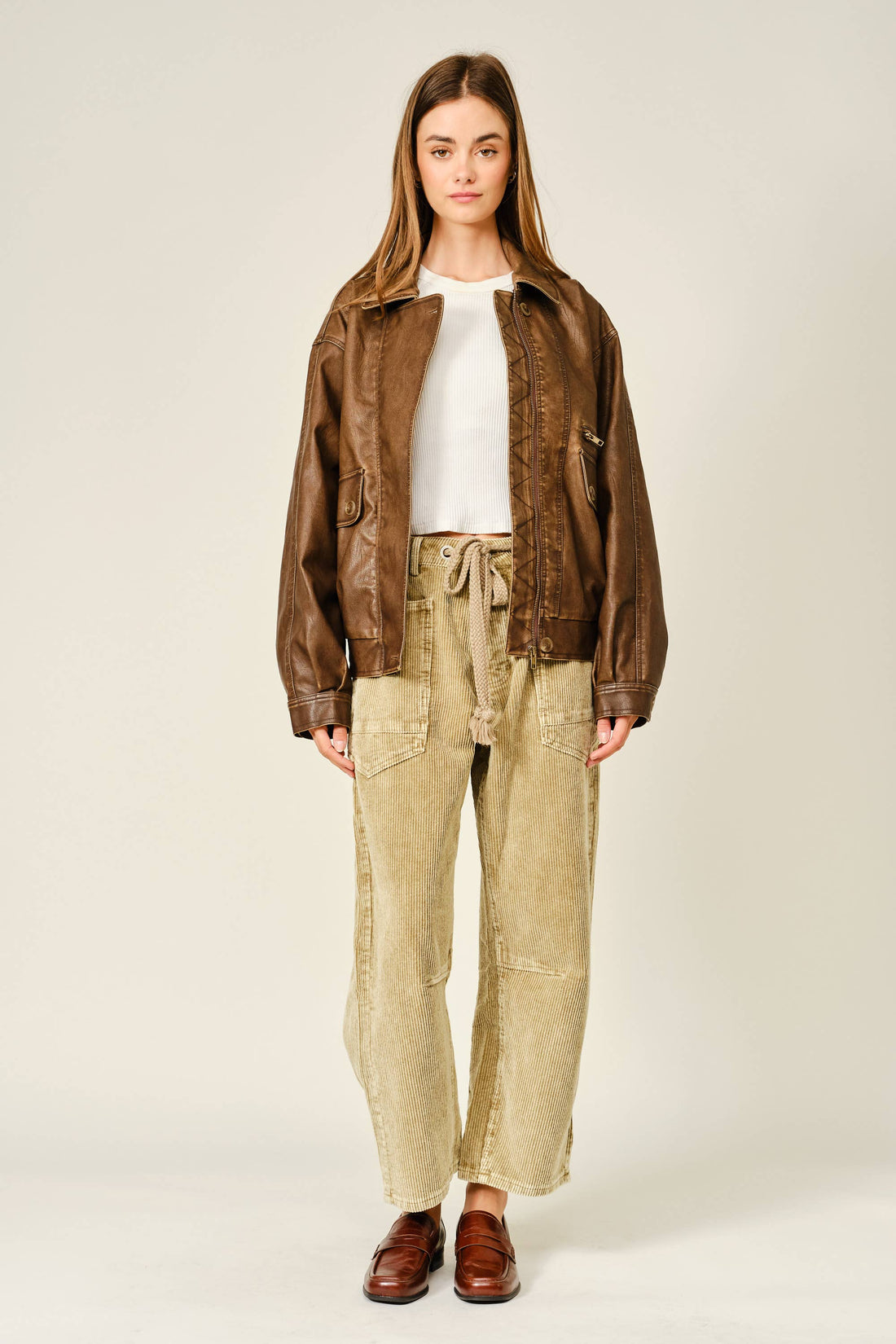 AJP5452 BARREL CORDUROY PANTS WITH EYELET WAIST
