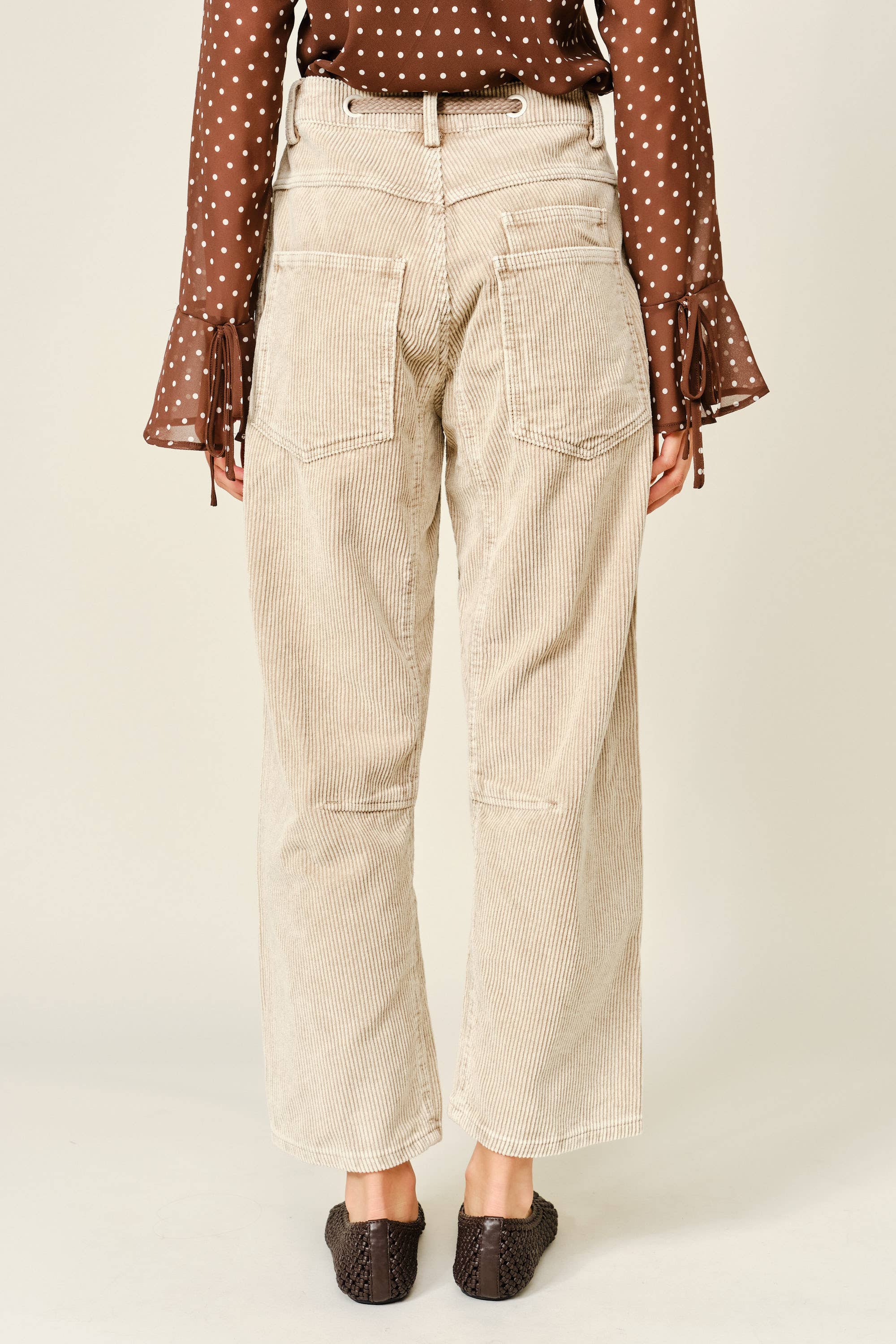 AJP5452 BARREL CORDUROY PANTS WITH EYELET WAIST
