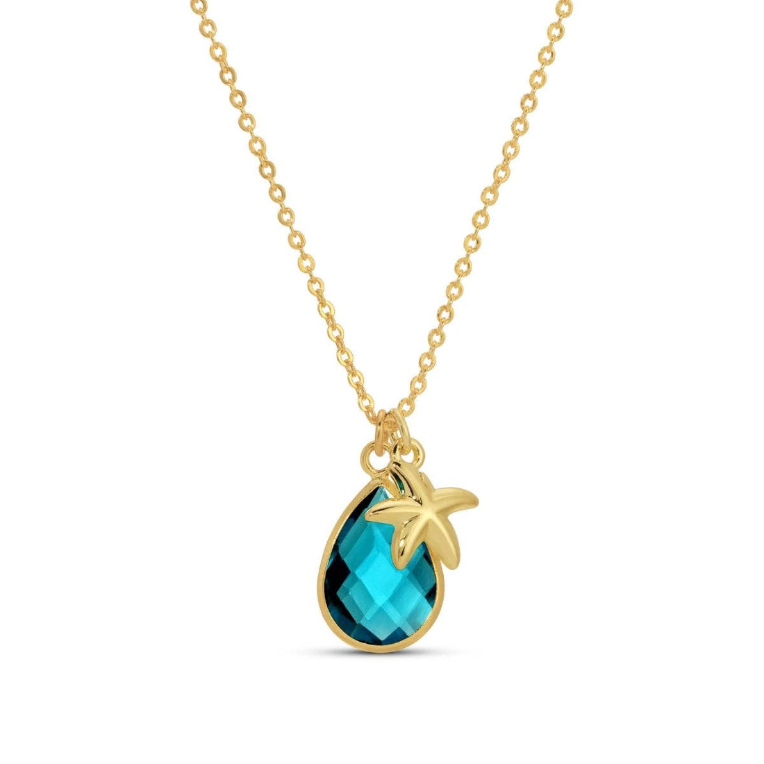 Starfish & Glass Teardrop Necklace