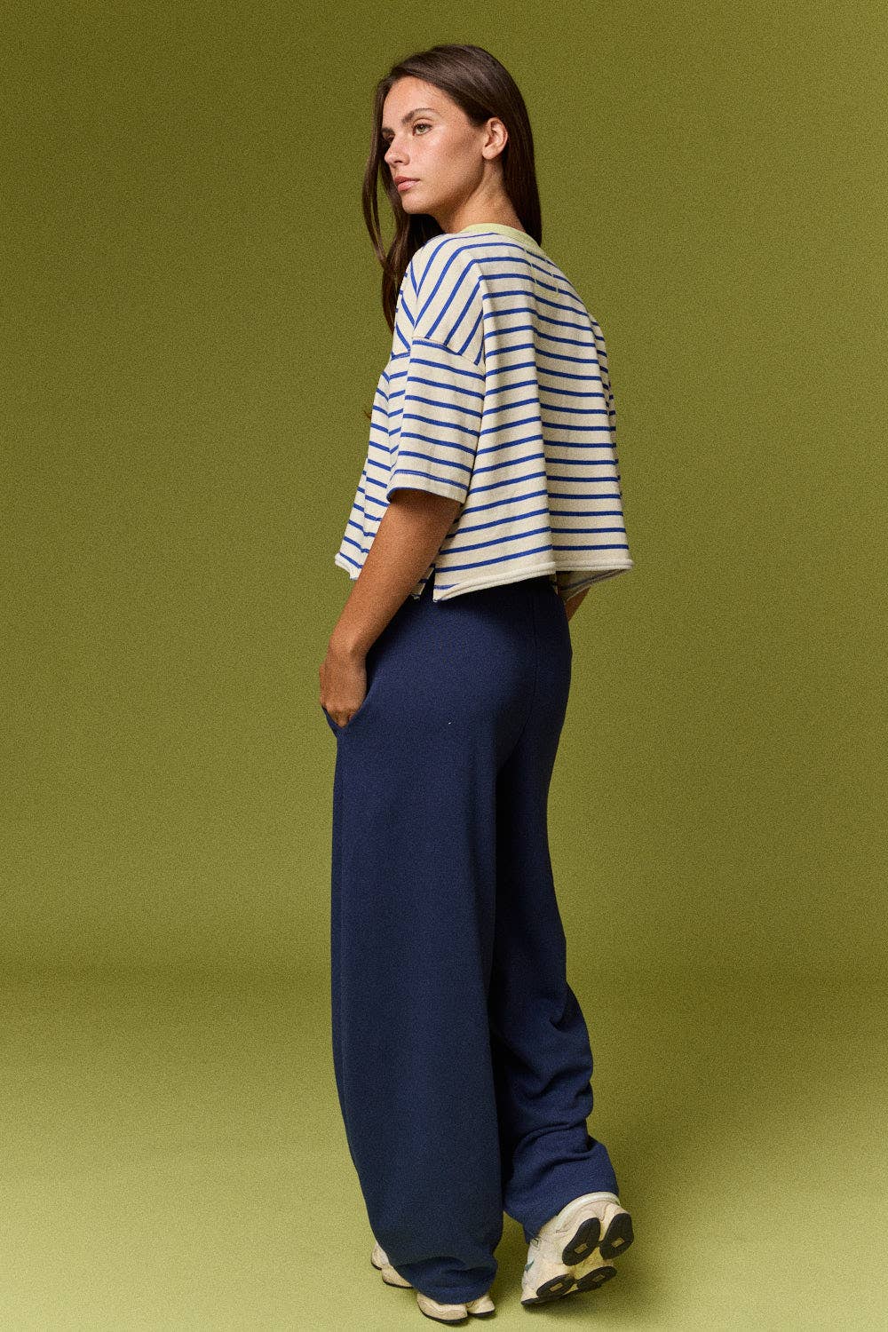 PT20081 Henley neck s/s stripe top