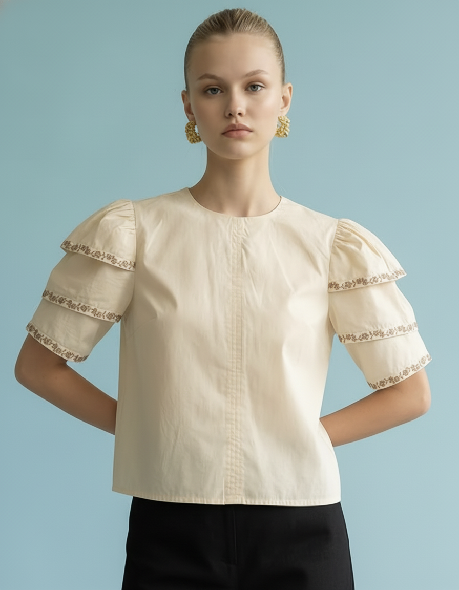 OT1035 Ruffle Sleeve Top