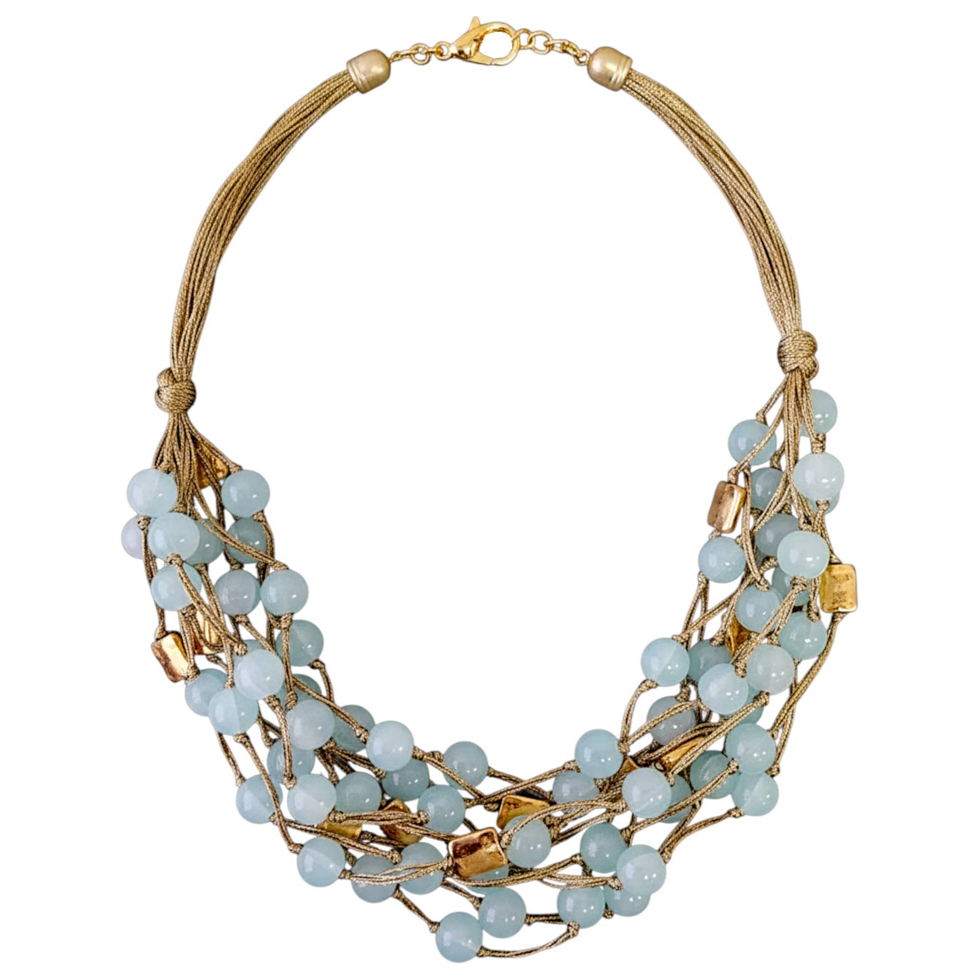 Chunky Blue Beaded Necklace | Handmade Statement Jewelry