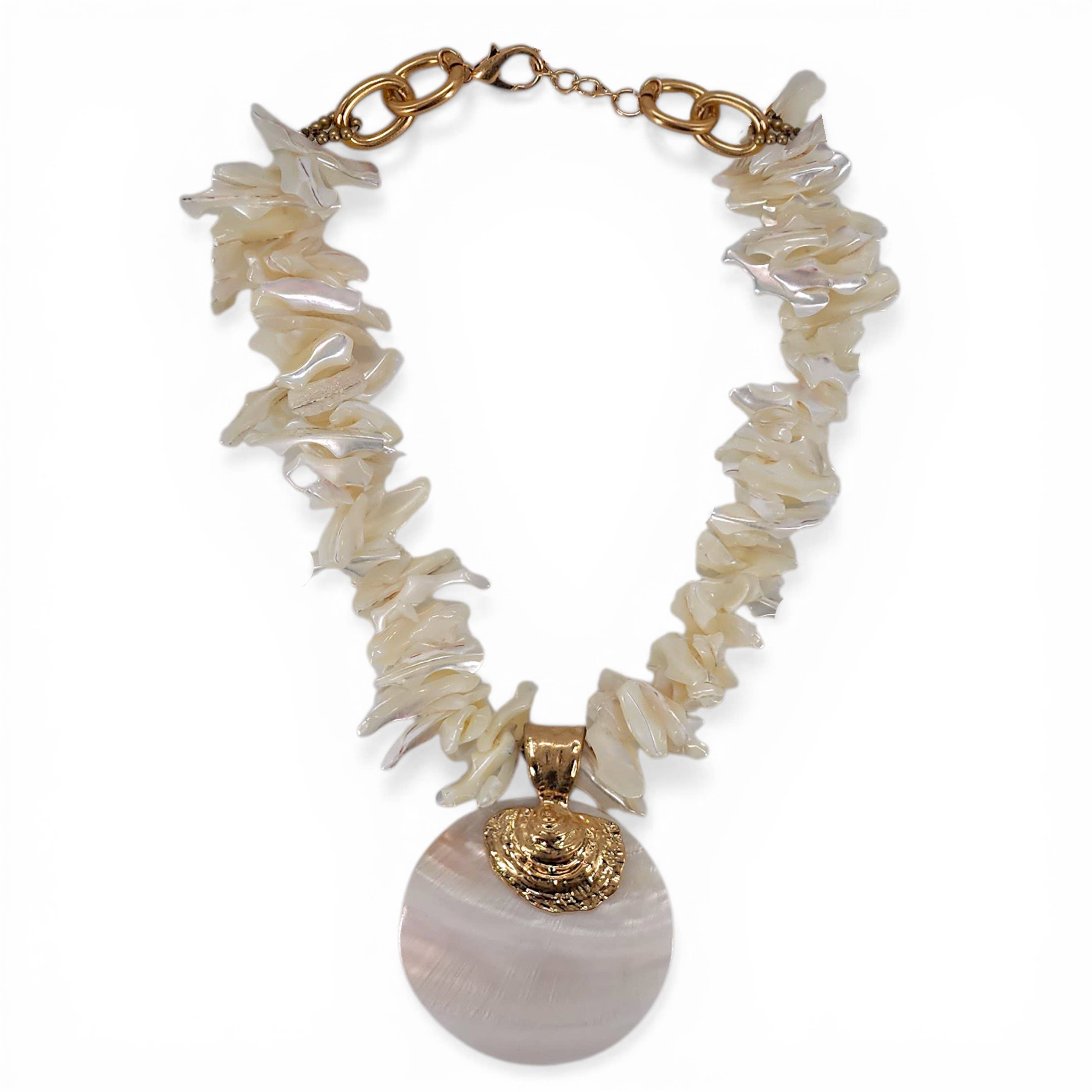 Chunky White Shell Necklace | Handmade Statement Jewelry
