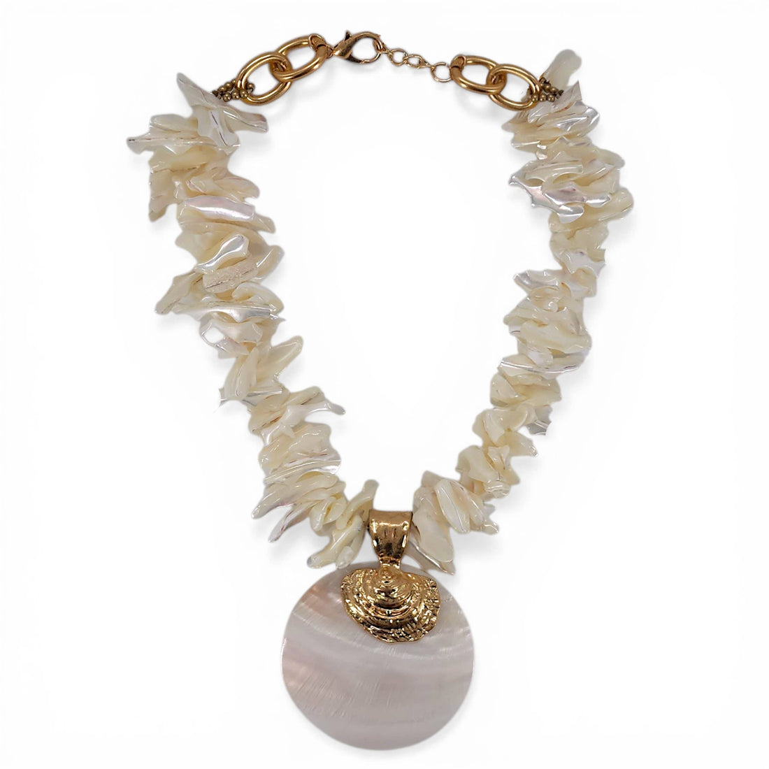 Chunky White Shell Necklace | Handmade Statement Jewelry