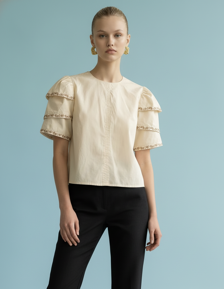 OT1035 Ruffle Sleeve Top