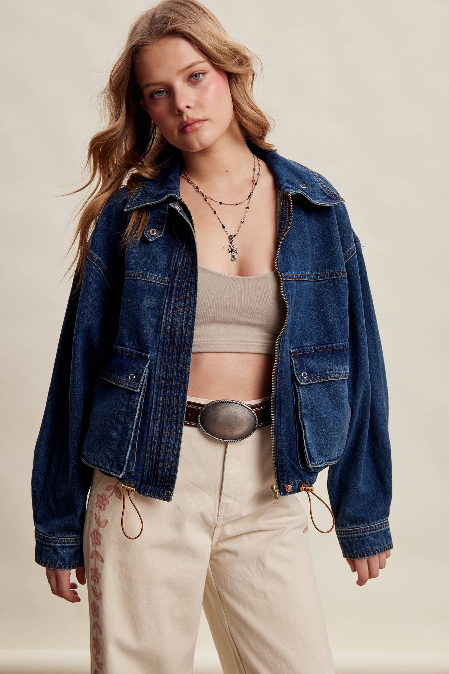 Oversized Utility Denim Jacket LJ0272