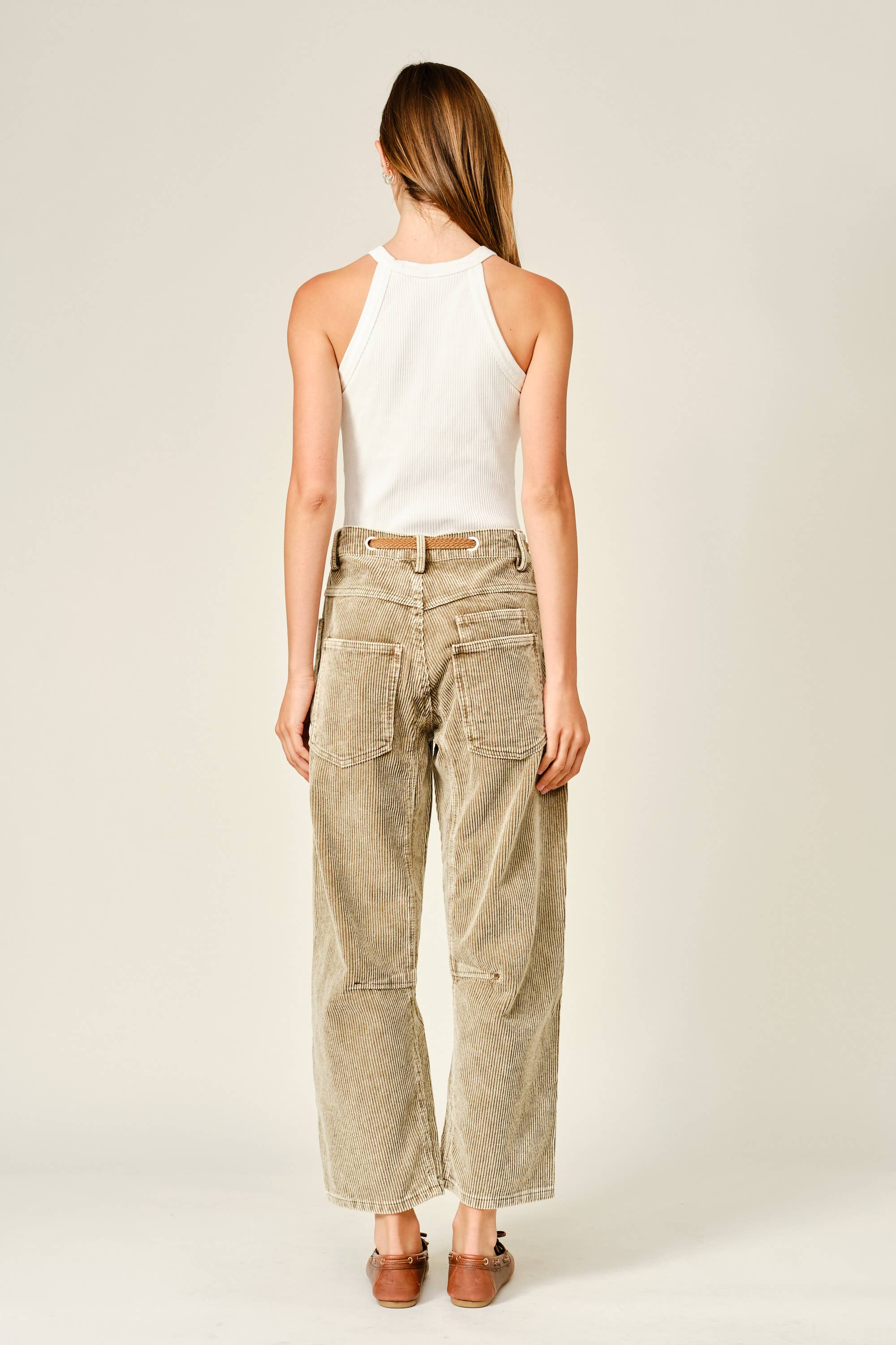 AJP5452 BARREL CORDUROY PANTS WITH EYELET WAIST
