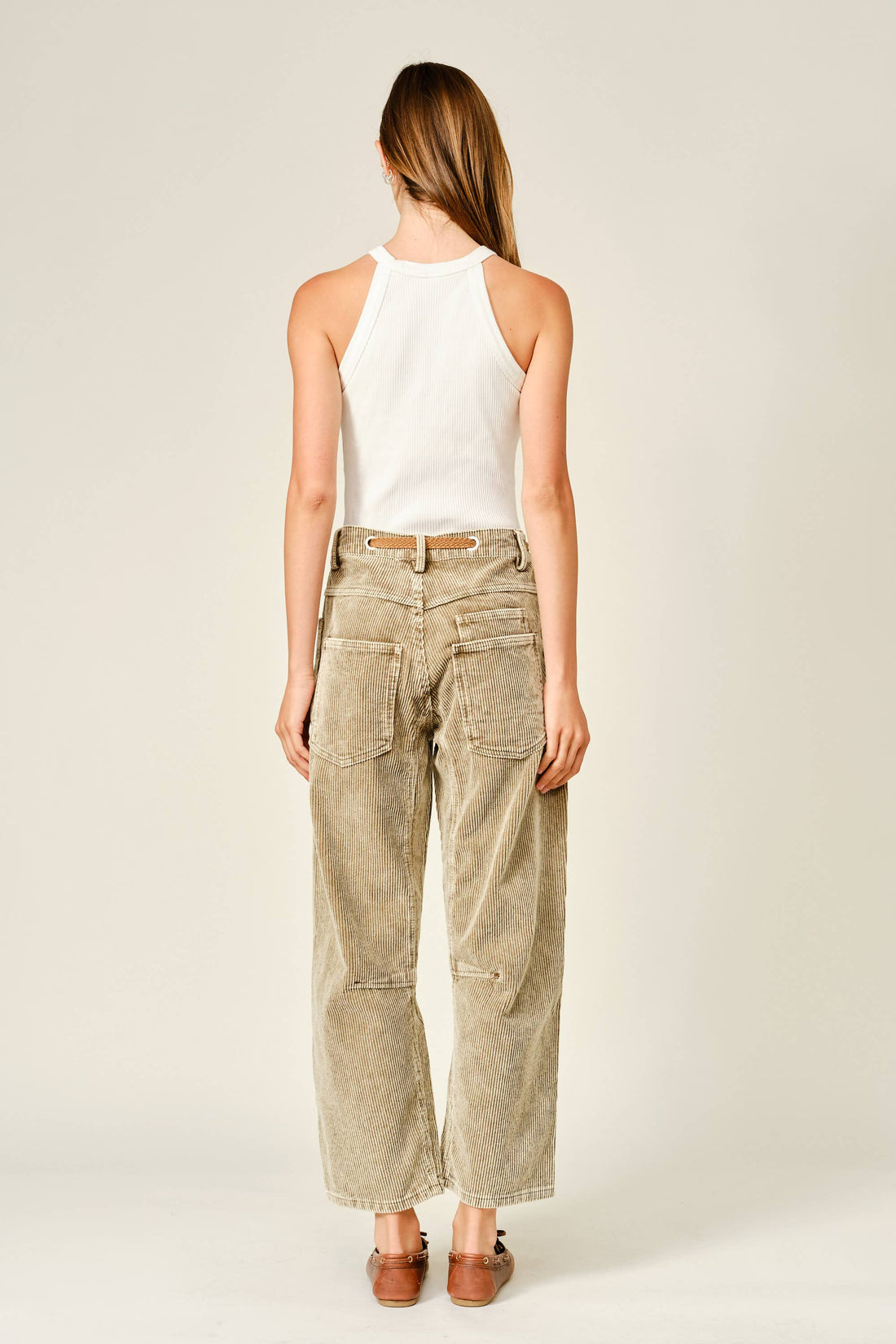 AJP5452 BARREL CORDUROY PANTS WITH EYELET WAIST
