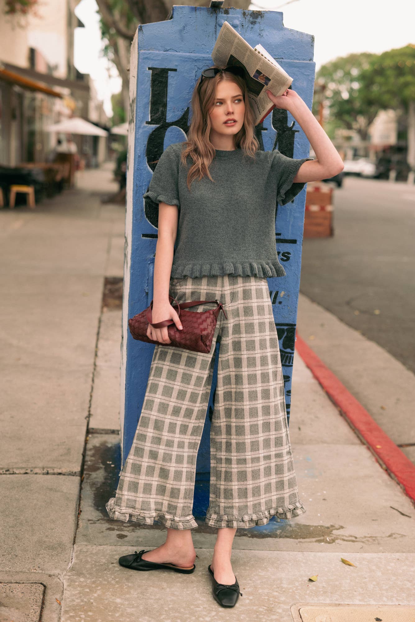 Don’t Plaid Me Off Pants (P7524   RUFFLE DETAIL WITH PLAID FABRIC)