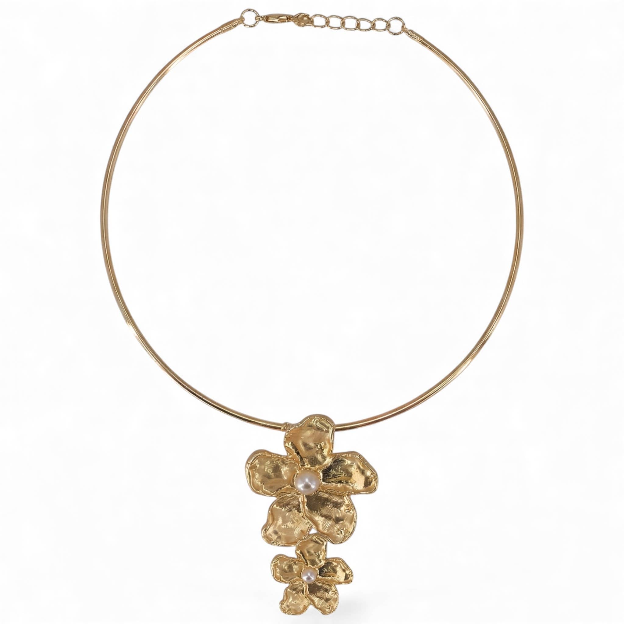 Golden Hibiscus Flower Statement Earrings | Handmade Jewelry