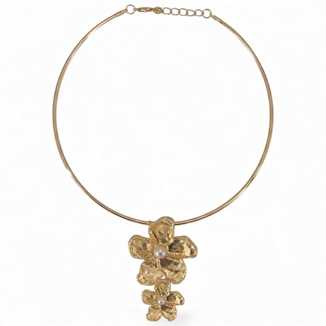 Golden Hibiscus Flower Statement Earrings | Handmade Jewelry