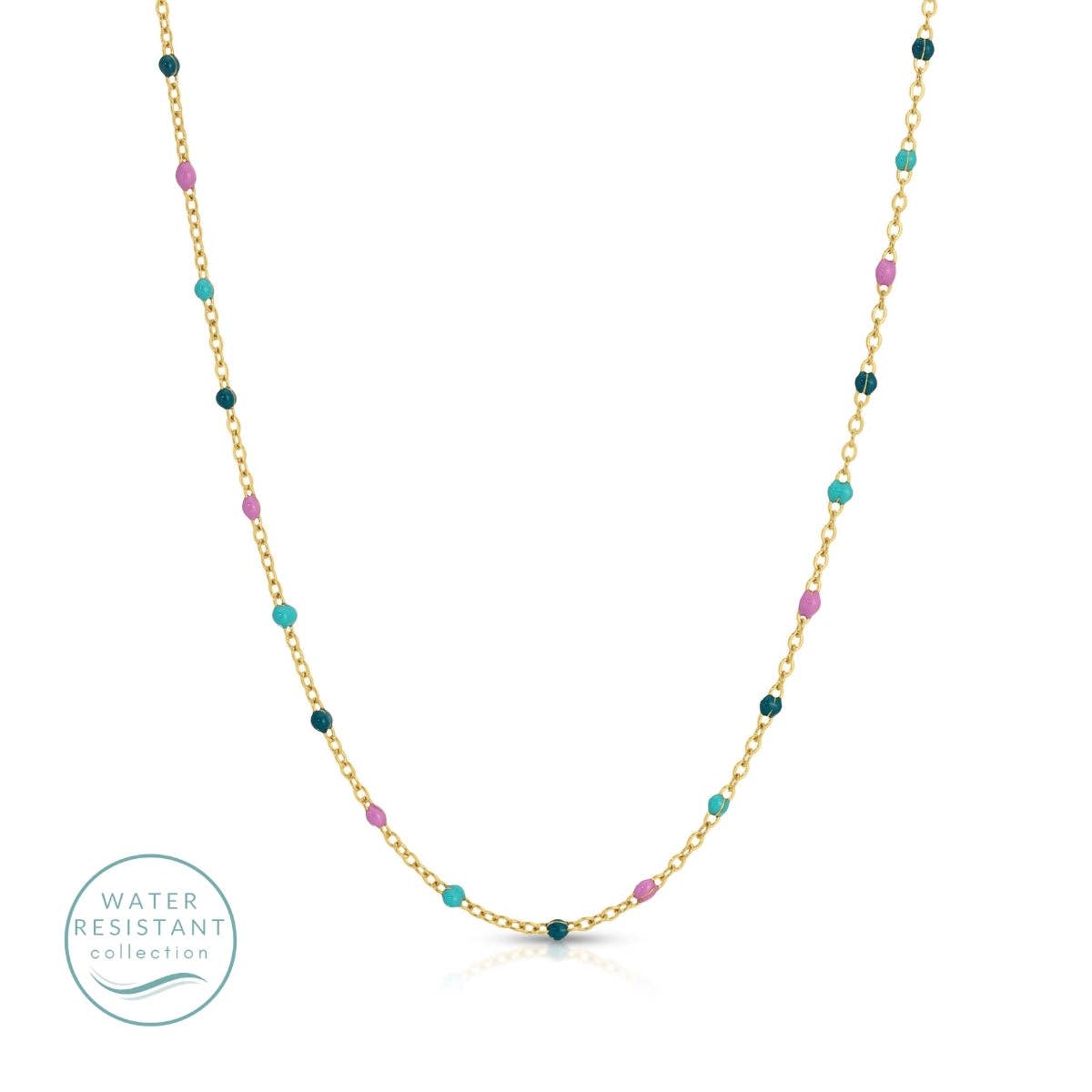 Sweetly Colored Delicate Chain Necklace, Water Resistant