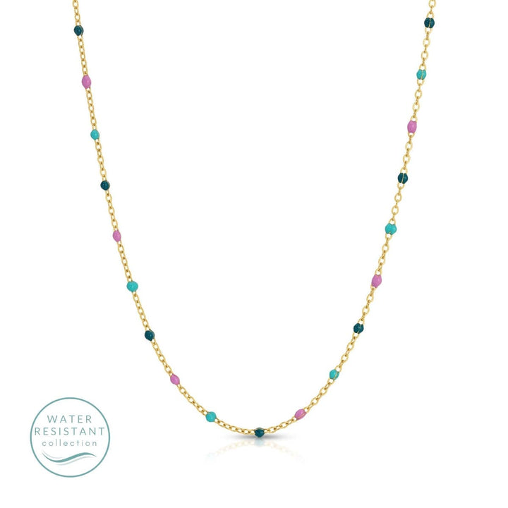 Sweetly Colored Delicate Chain Necklace, Water Resistant