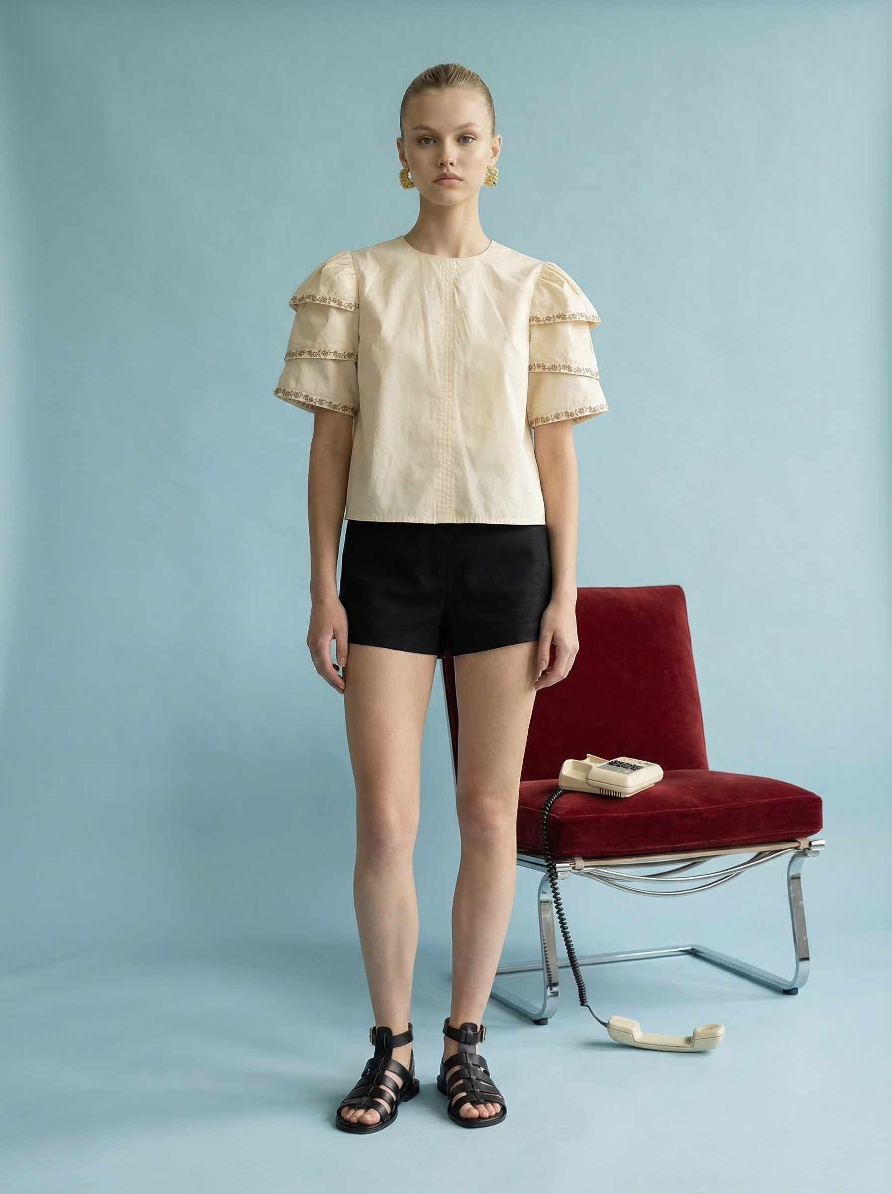 OT1035 Ruffle Sleeve Top