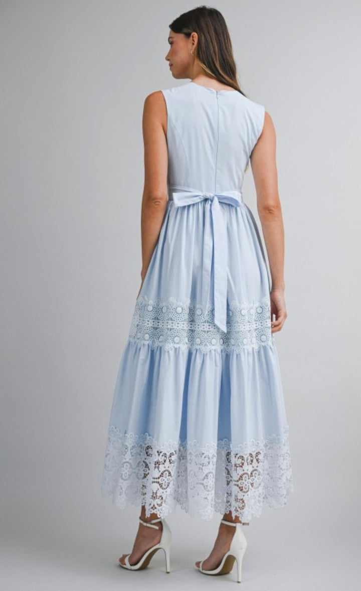 Baby Blue V Neckline Dress