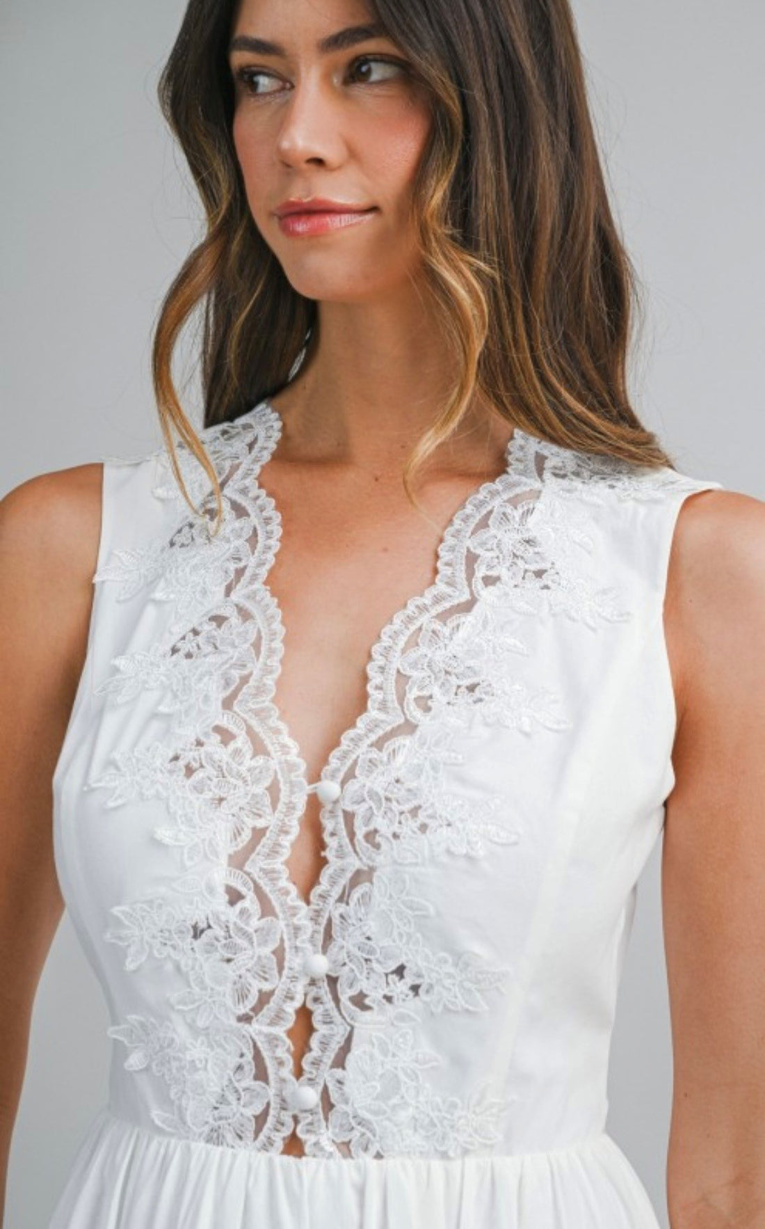 White V Neckline Dress