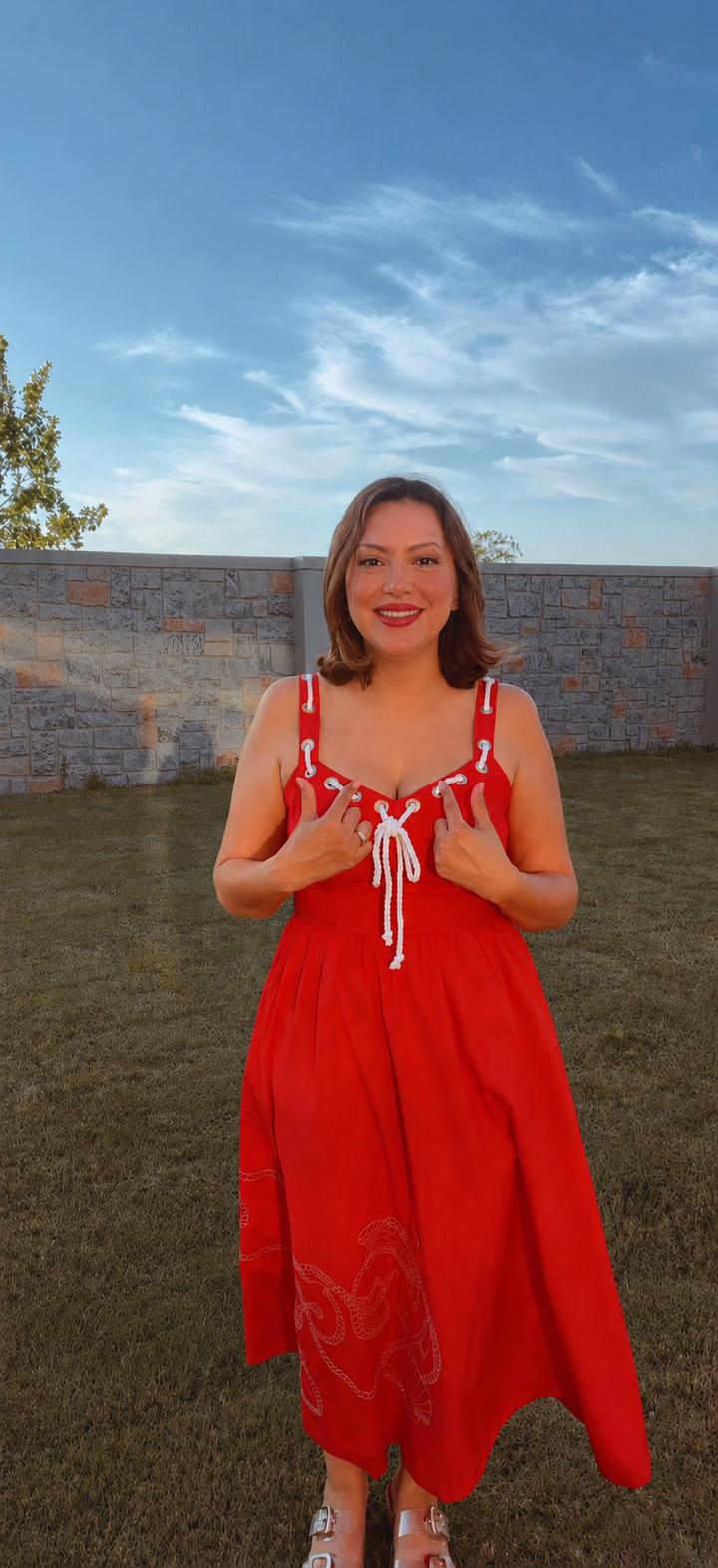 Red or Blue w/White Rope Detail Dress