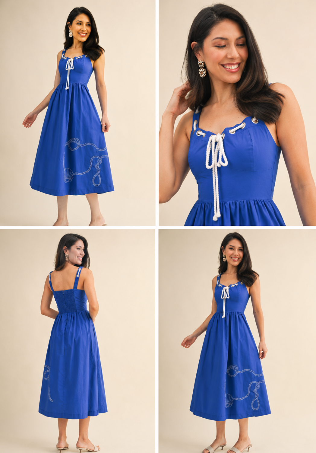 Red or Blue w/White Rope Detail Dress
