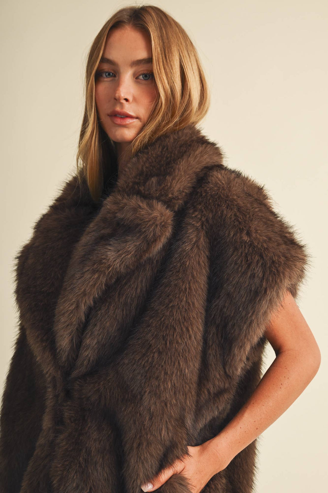 Statement Lapel Plush Faux Fur Vest