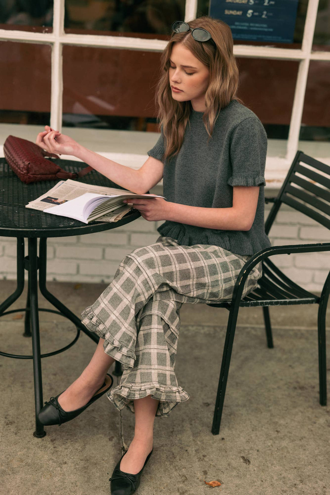 Don’t Plaid Me Off Pants (P7524   RUFFLE DETAIL WITH PLAID FABRIC)
