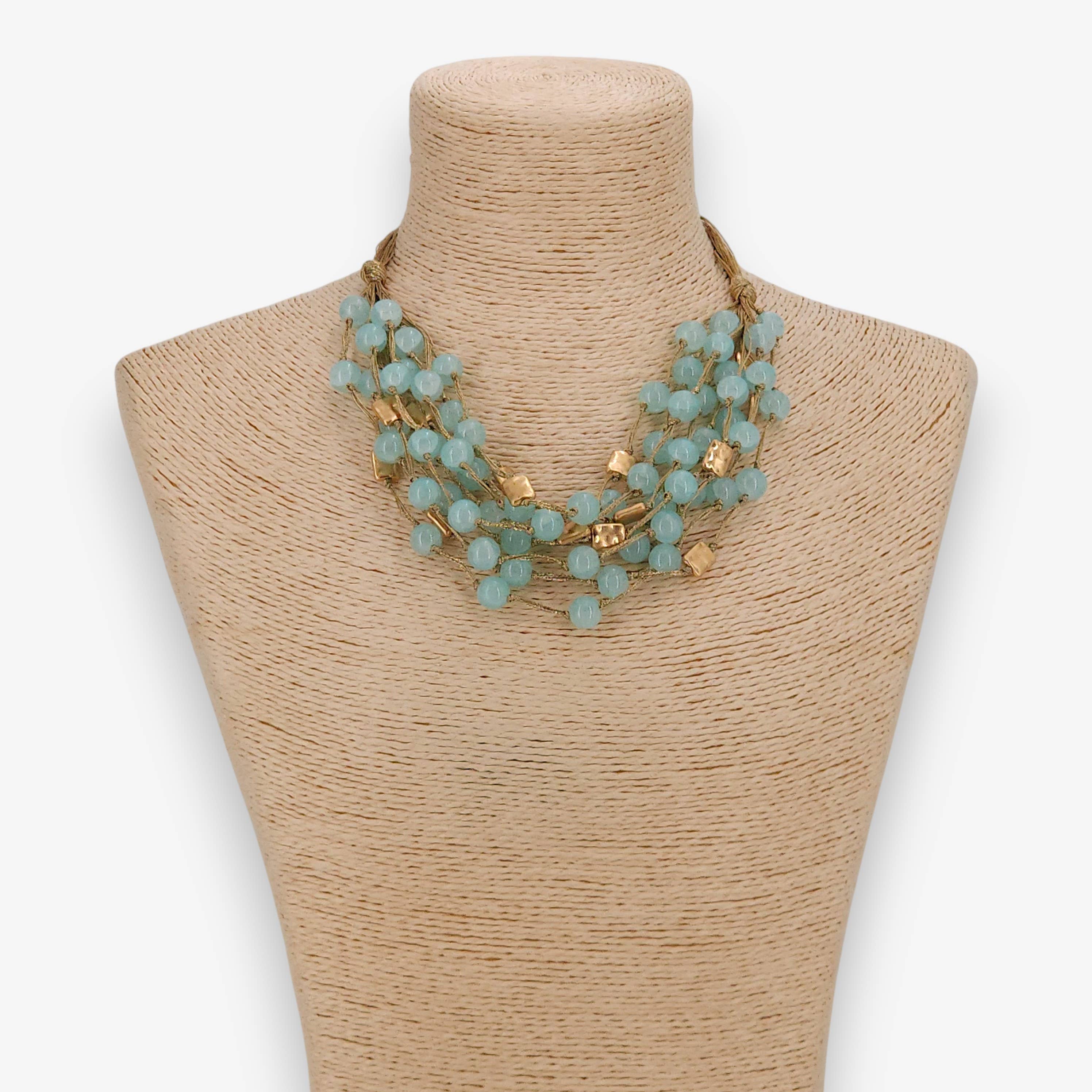 Chunky Blue Beaded Necklace | Handmade Statement Jewelry