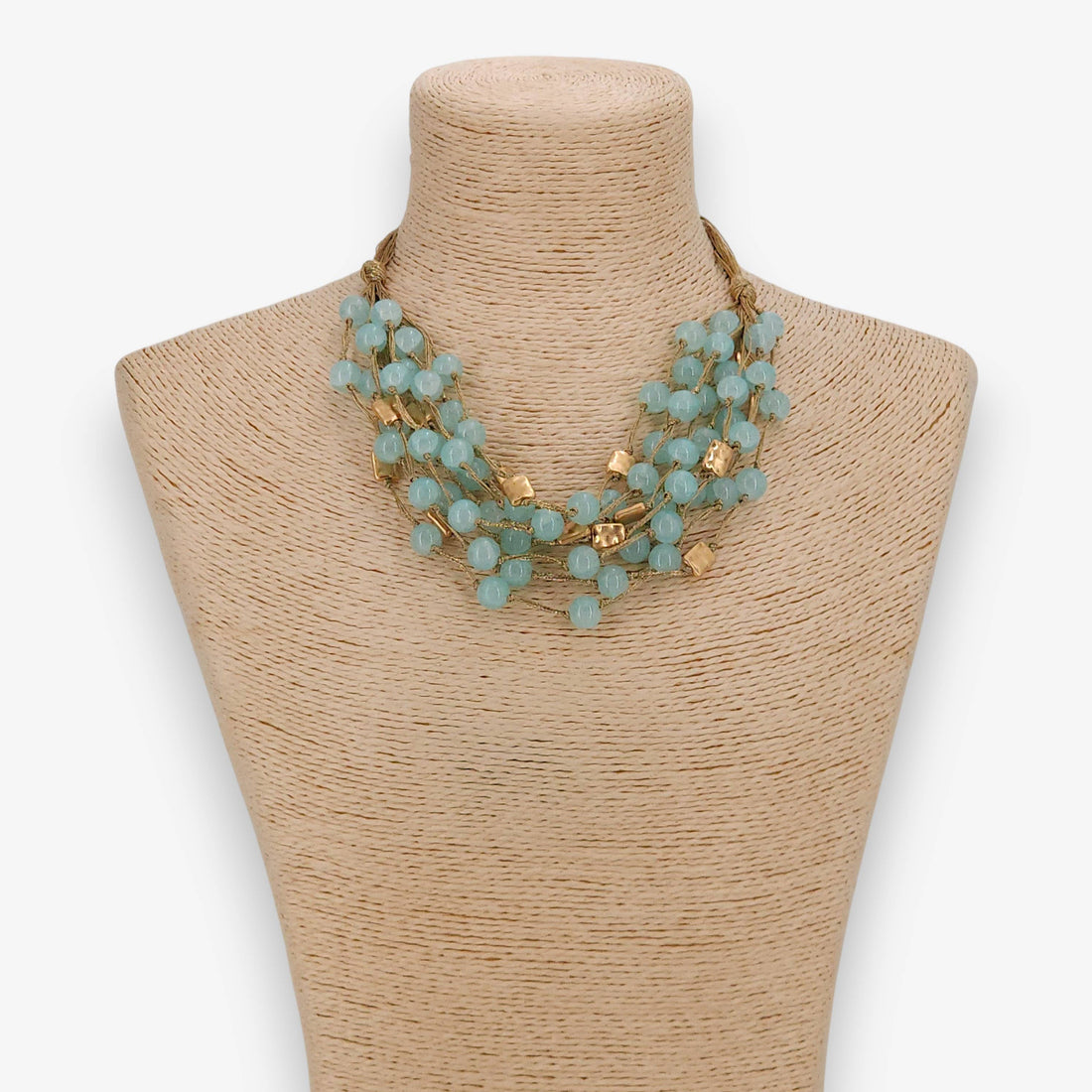 Chunky Blue Beaded Necklace | Handmade Statement Jewelry