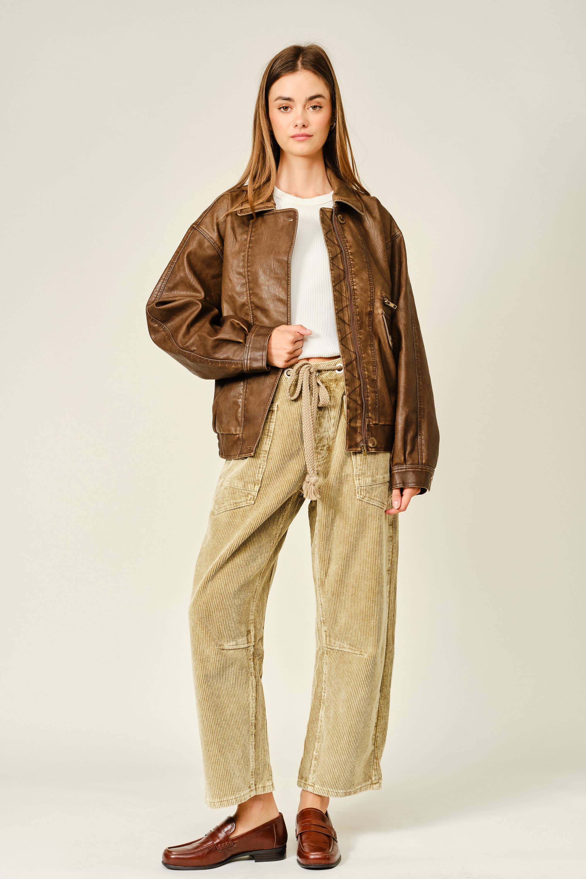 AJP5452 BARREL CORDUROY PANTS WITH EYELET WAIST