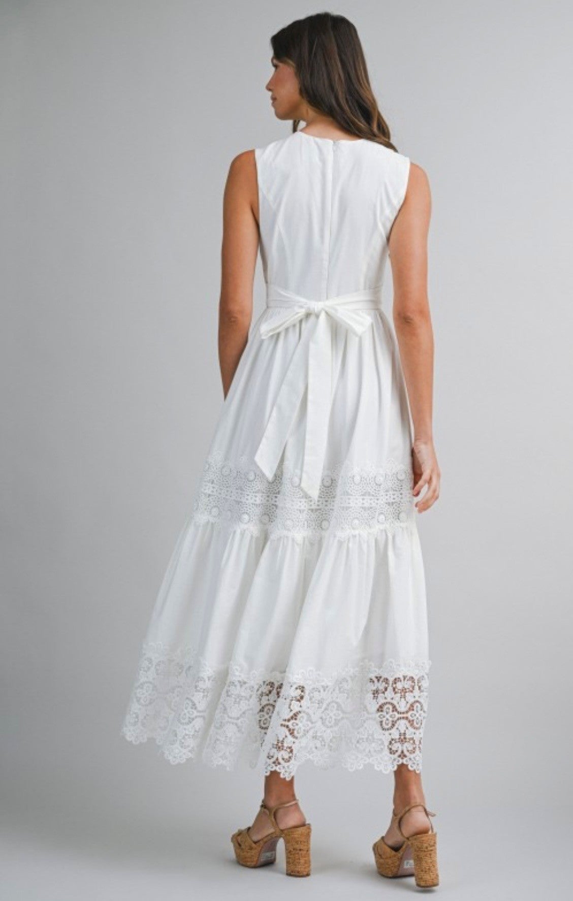 White V Neckline Dress