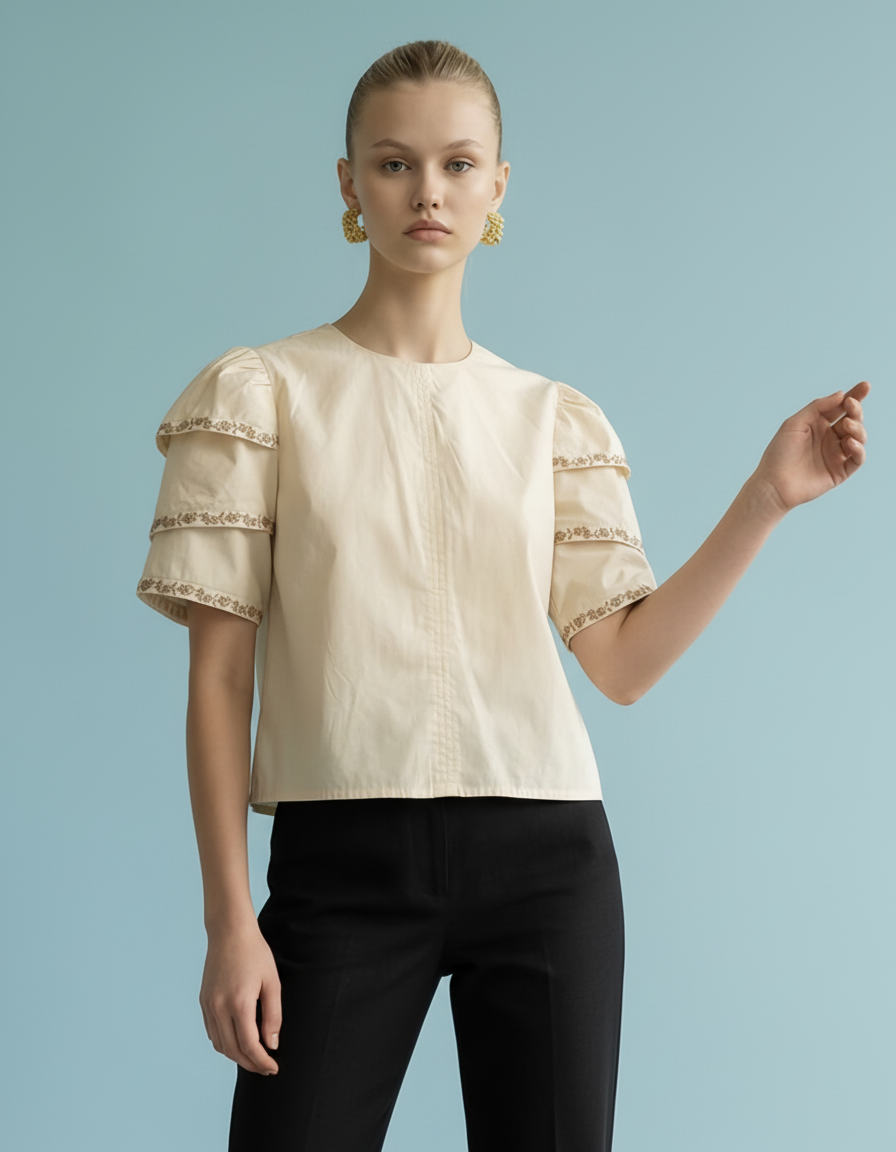OT1035 Ruffle Sleeve Top