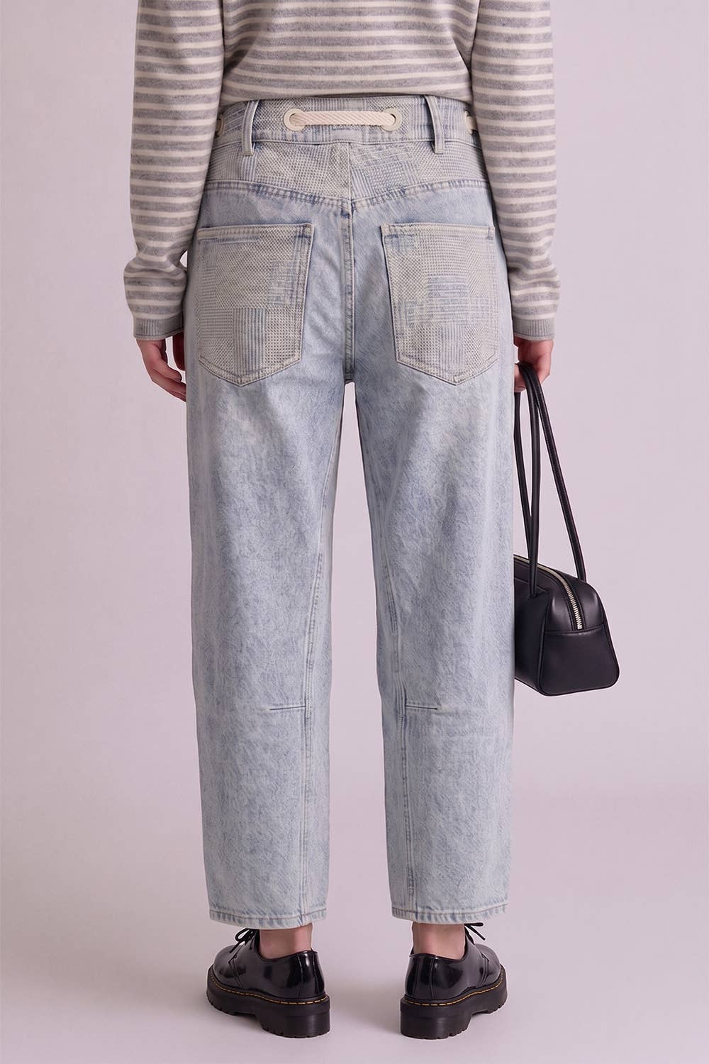 VJP90097-VERY JEAN Patch Detail Washed Denim Barrel Jeans