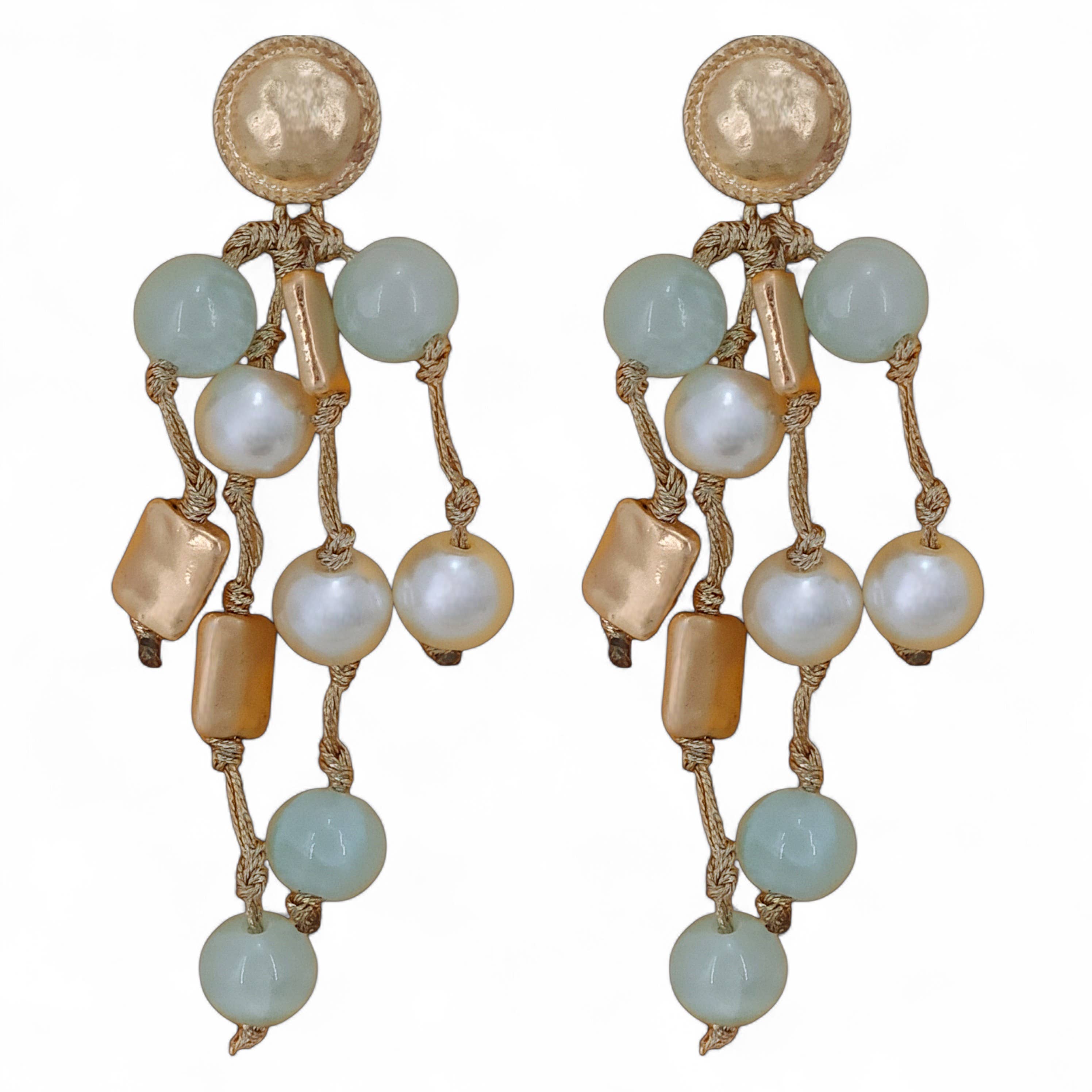Coastal Beaded Pearl Earrings | Handmade Statement Jewelry