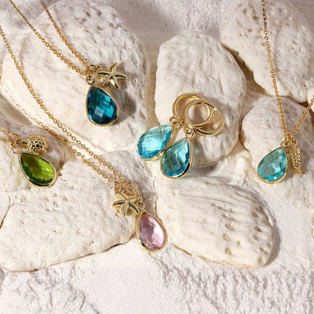 Starfish & Glass Teardrop Necklace