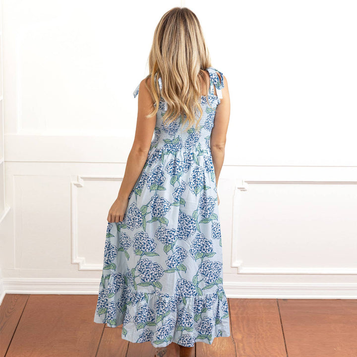 Hydrangea Stem Tie Top Smocked Dress