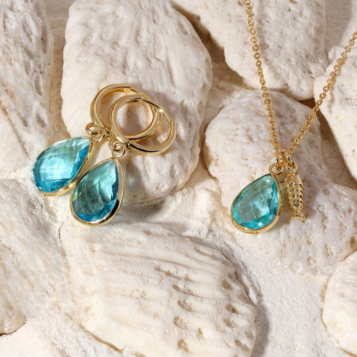 Fish & Glass Teardrop Necklace