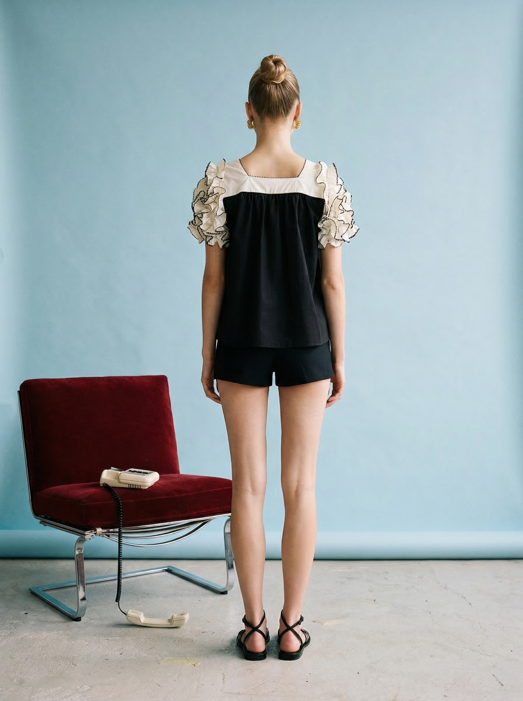 JOT1069 Statement Ruffle Sleeve Top