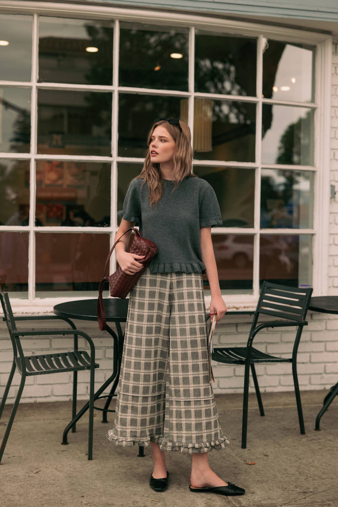Don’t Plaid Me Off Pants (P7524   RUFFLE DETAIL WITH PLAID FABRIC)