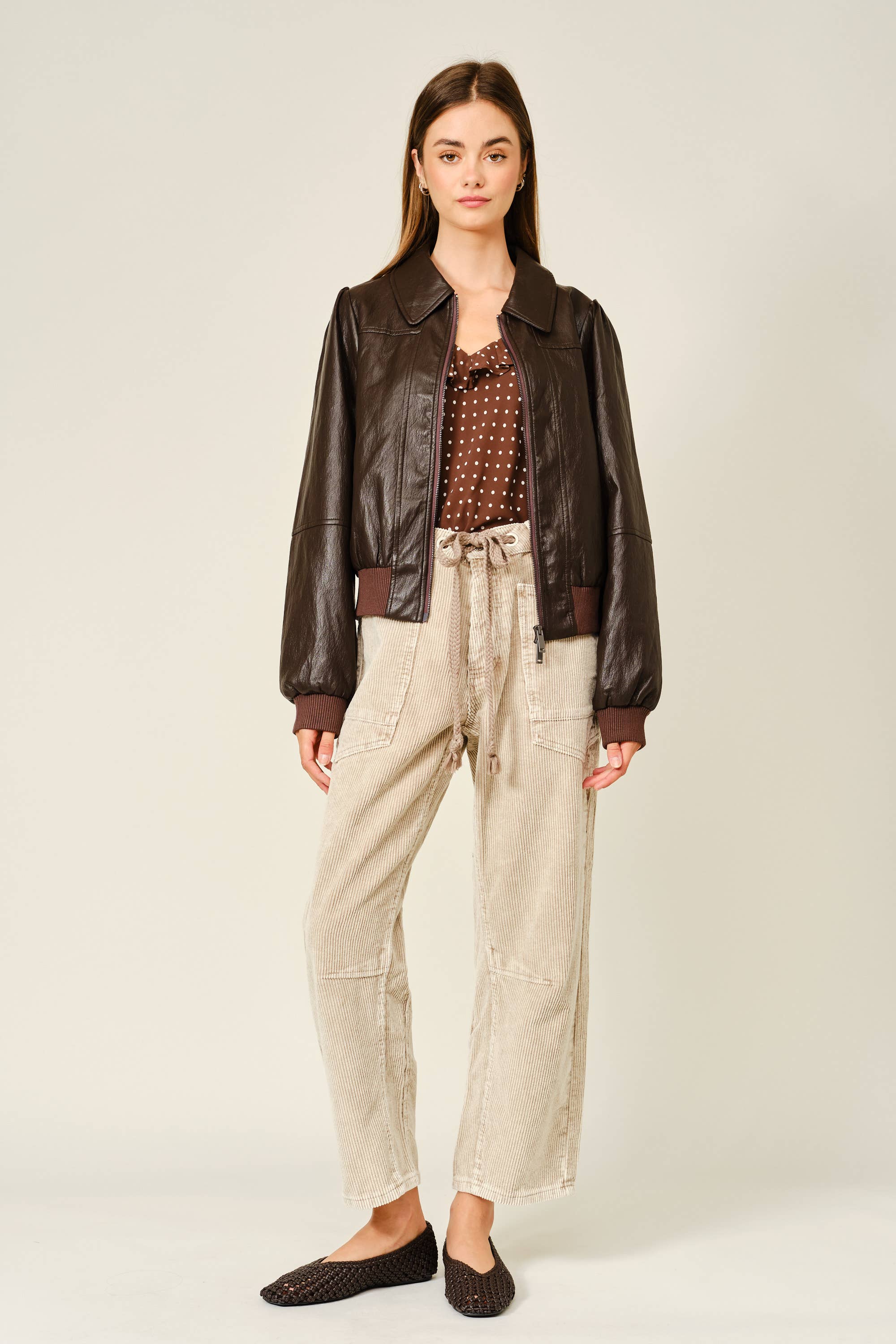AJP5452 BARREL CORDUROY PANTS WITH EYELET WAIST