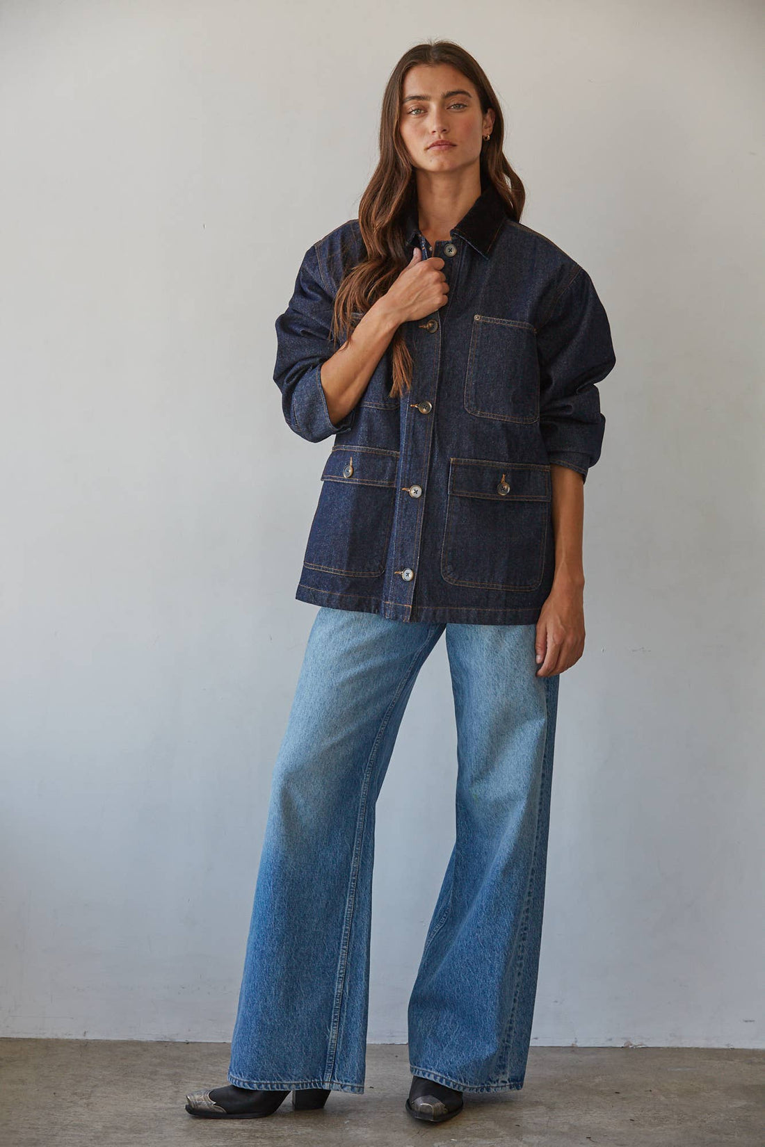 BD361 | Woven Denim Cotton Button Down Jacket - Barn Jacket